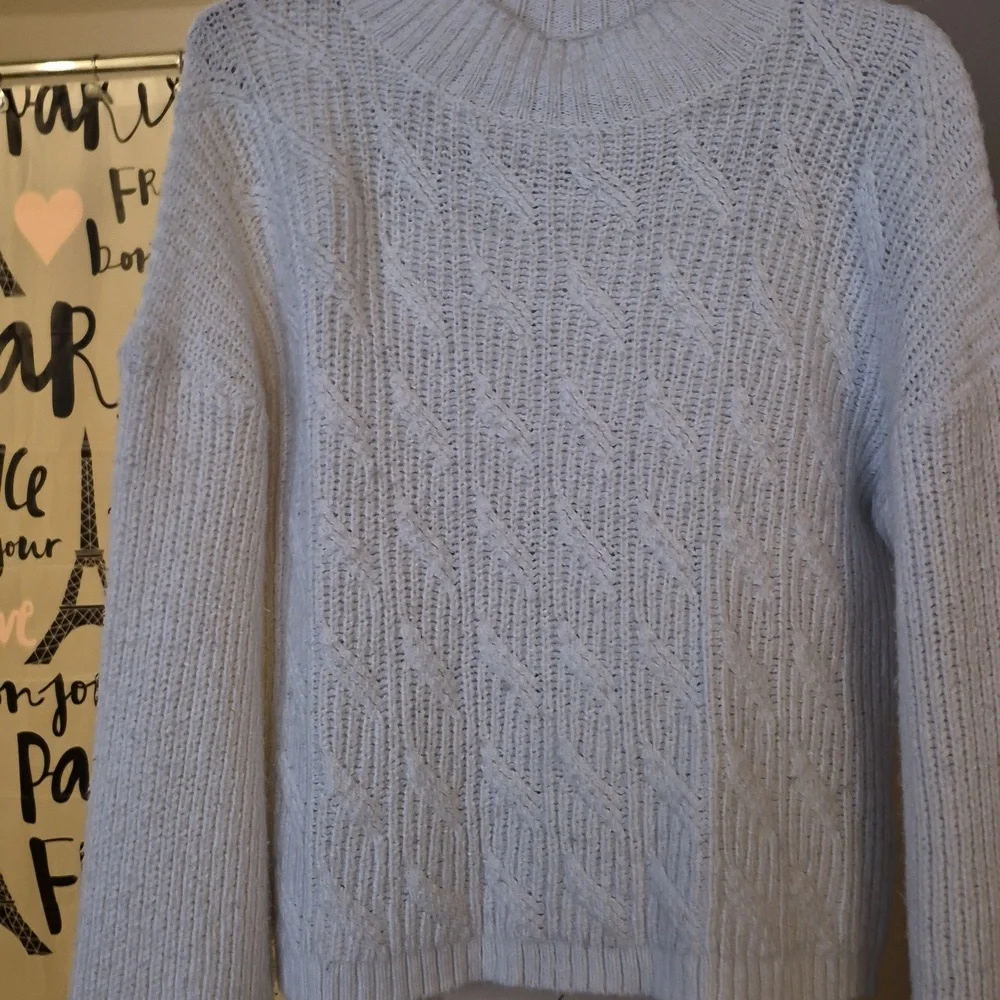 J Crew White Cable Knit Sweater Sz M